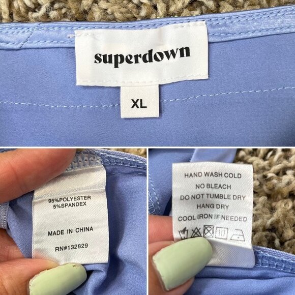 Superdown Adele Lace Up Cami Top Satin in Blue green Cropped Size XL Revolve Y2K - Picture 8 of 10